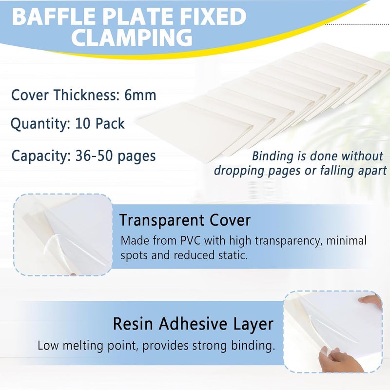 Hoqqf Thermal Binding Machine 500 Sheets Capacity Book Binding Material 110V Binding Machine A3(Short Edge)/A4/A5 Document Heat Binder with 10Pcs Covers (White) - Image 4